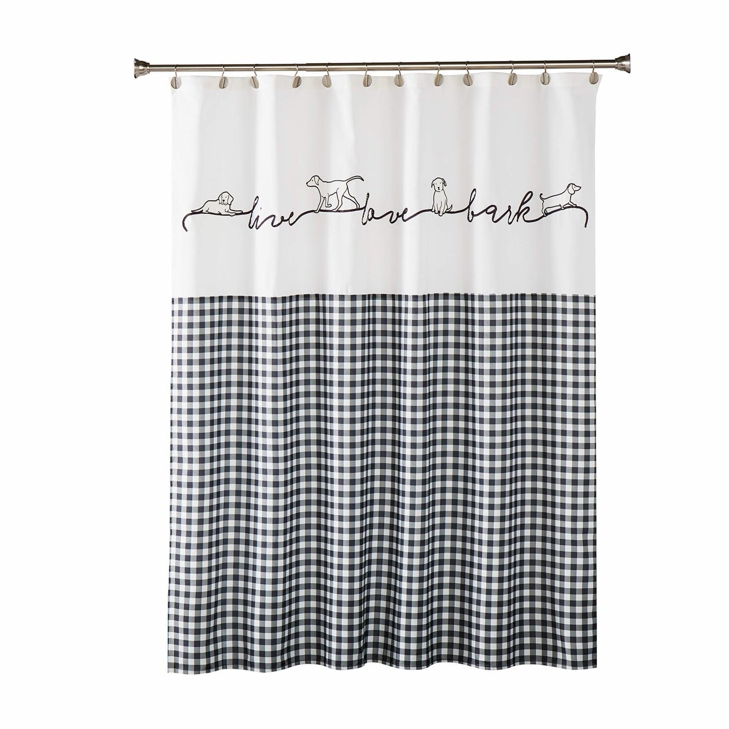 Farmhouse Dogs Shower Curtain 72" x 72" White