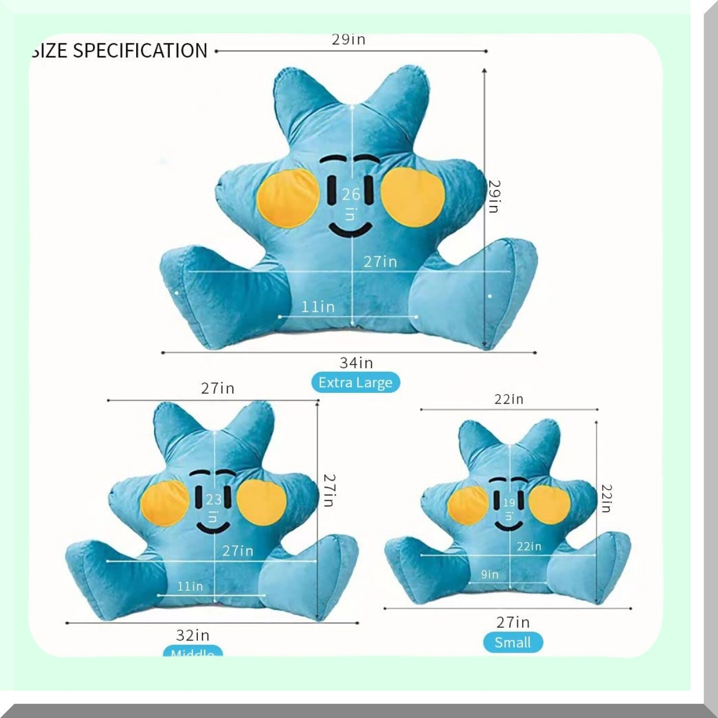 Starfish Comfort Rest Pillow - Memory Foam Back Support for Sitting in Bed with Arms, Reading Cushion for Relaxing and Lounging, Ergonomic Design