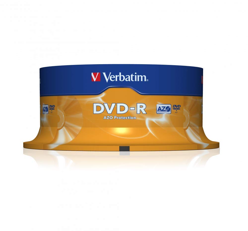 DVD-R Discs 25 Spindle Pack, Bulk Pack 25 x DVD-R Blank Discs with AZO Protection Against UV, 16x Speed, 4.7 GB