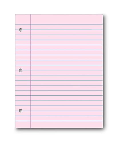 Pink 3-Hole Punched Filler Paper, 100 Sheets