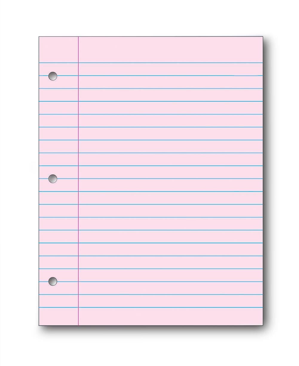 Pink 3-Hole Punched Filler Paper, 100 Sheets