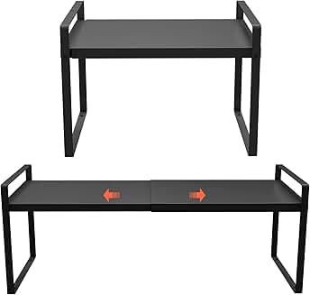 Two 11-inch Expandable Shelf Sets for Kitchen Storage