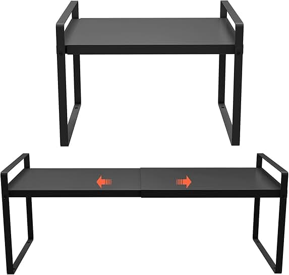 Two 11-inch Expandable Shelf Sets for Kitchen Storage