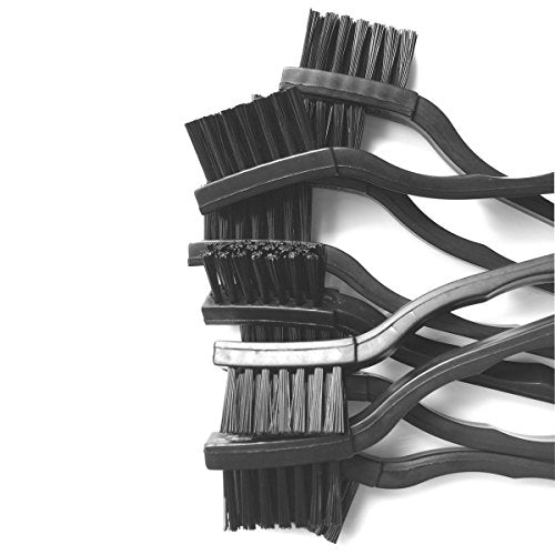 10 Pcs Black 3 Row Conductive Fibers Bristles Plastic Handle Durable Anti Static ESD Safe Brushes for Cleaning PCB Board, Phone, Keyboard, Laptop, Freezer, Floor, Window, BGA Repair Soldering