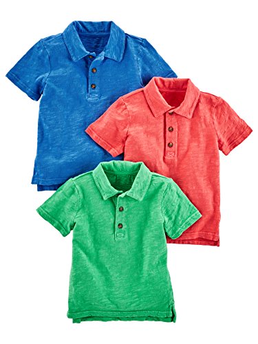 by Carter s Toddler Boys  Short-Sleeve Polo, Pack of 3, Green Blue Red, 5T