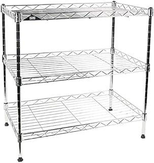 Three-Tier Wire Shelving Unit with Shelf Liner