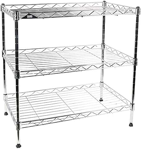 Three-Tier Wire Shelving Unit with Shelf Liner