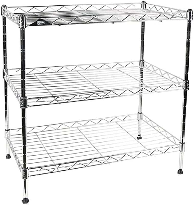 Three-Tier Wire Shelving Unit with Shelf Liner