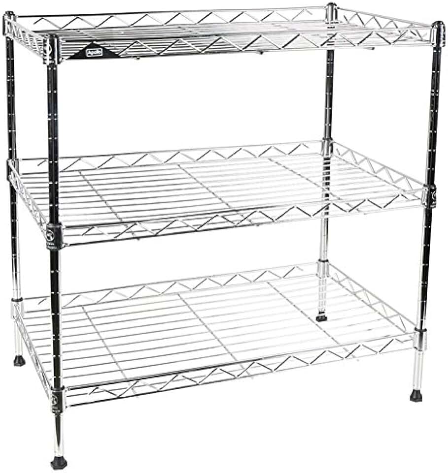 Three-Tier Wire Shelving Unit with Shelf Liner