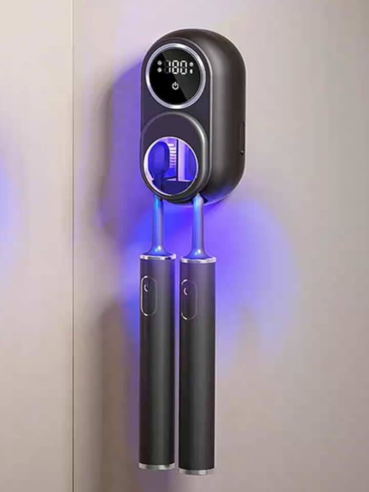 Toothbrush Cleaner and Holder with LED Screen