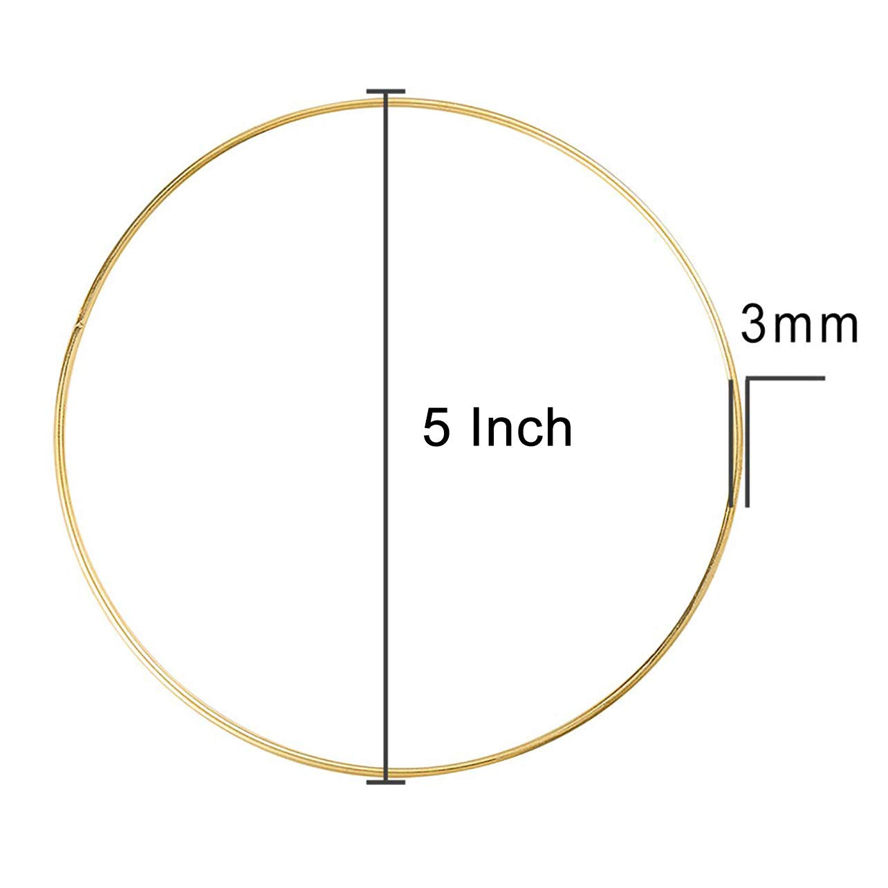 Golden Floral Dream Catcher Rings Set of 12 5 Inches