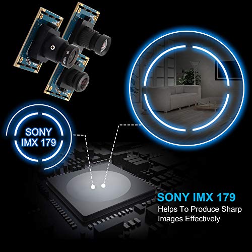 8mp USB Camera Module Fisheye Webcam Board Module,2448p USB Web Cam Module with IMX179 Image Sensor,Computer Desktop Compact Mini Webcamera Module for Windows,Linux,Mac,Raspberry Pi