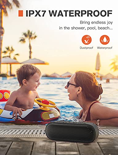 Bluetooth Speakers with Bass+, IPX7 Waterproof Wireless Portable Speaker, Outdoor Waterproof with TWS, 12W HD Sound, Built in Mic, 24-Hour Playtime for Pool Beach Travel and More