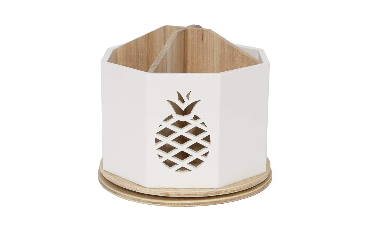 Wooden Spinning Desk Organizer with Pineapple Cutout