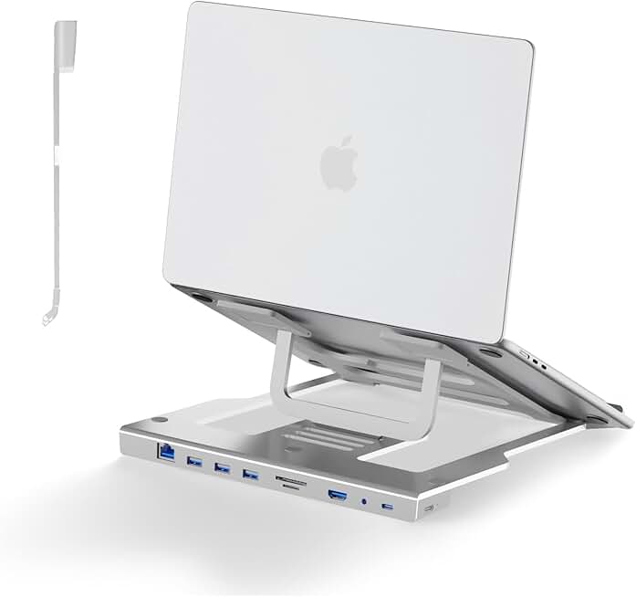 Adjustable Aluminum Laptop Stand with Docking Station