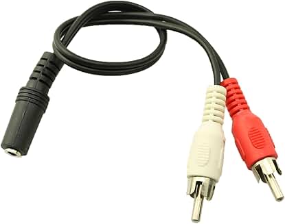 3.5mm Female to 2RCA Male Stereo Extension Cable 30cm