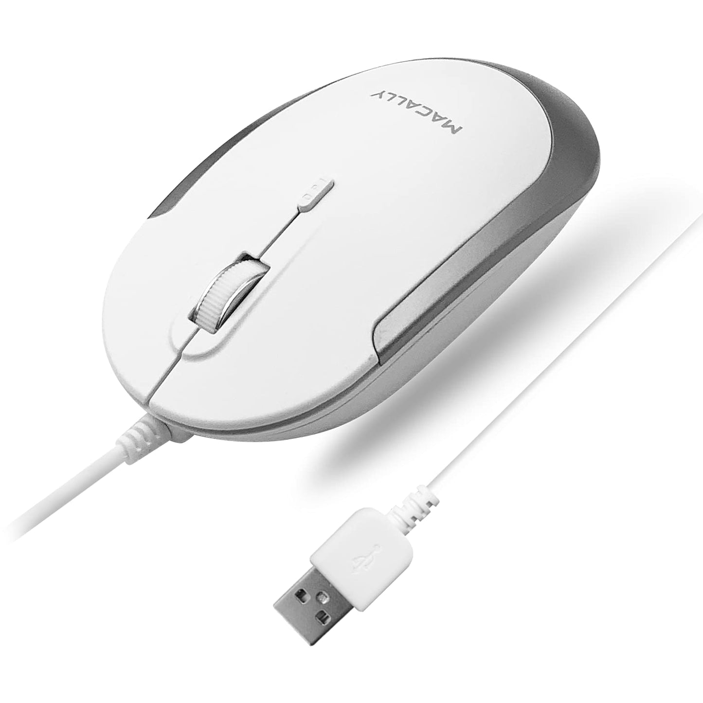 Silent Wired Mouse - Slim & Compact USB Mouse for Laptop/Desktop Windows PC or Apple Mac - Designed with Optical Sensor & DPI Switch - Simple & Comfortable Wired Computer Mouse (White)