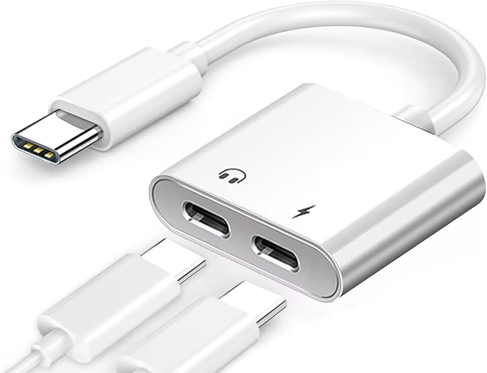 USB C Headphone Adapter with Charging Port