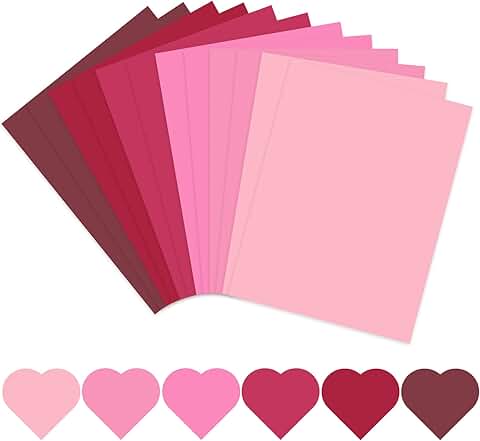 Valentine Colored Card Stock, 60 Sheets, 8.5x11, Assorted Colors