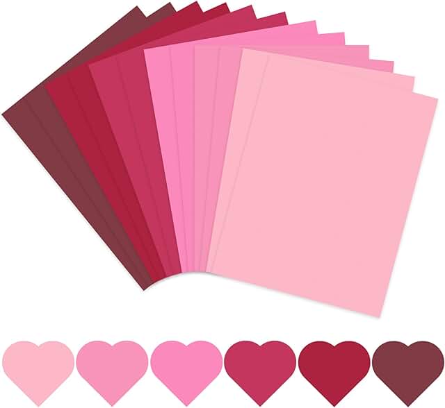 Valentine Colored Card Stock, 60 Sheets, 8.5x11, Assorted Colors