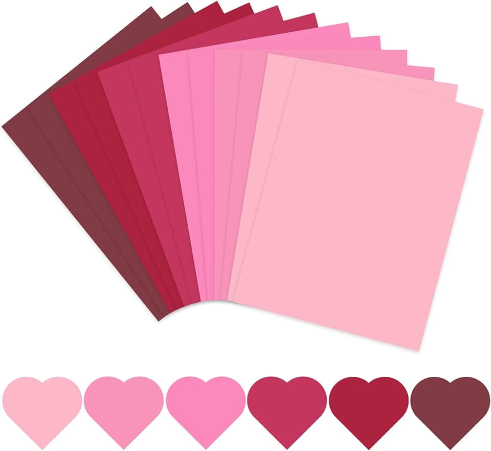 Valentine Colored Card Stock, 60 Sheets, 8.5x11, Assorted Colors