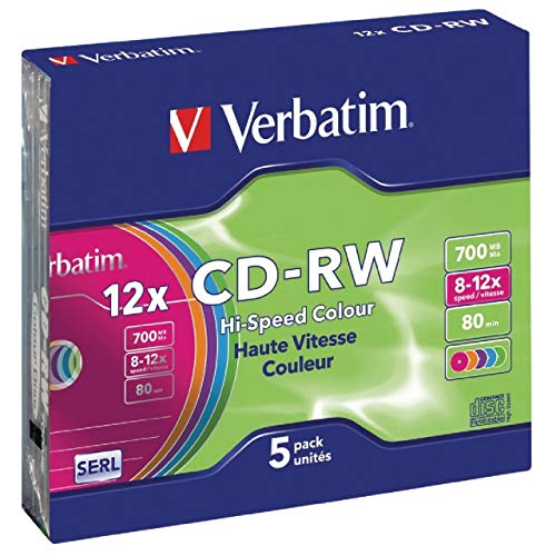 5PK Colours 80Min 12X CD-RW JC **MOQ X20**