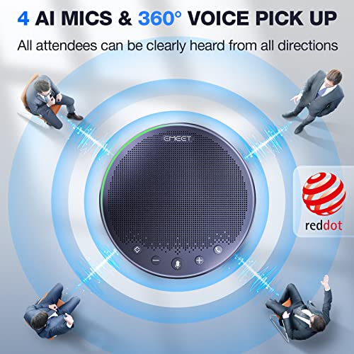 Bluetooth Speakerphone - M3 Conference Speaker w/ 4 AI Mics 360 Voice Pickup 18H Talk Time Daisy Chain for 20 People Noise Cancellation Reduction Full Duplex Conference Microphone