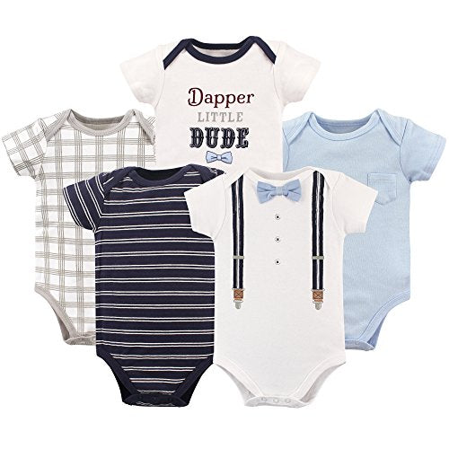 Uni  Baby Cotton Bodysuits, Dapper Bow Tie, 0-3 Months