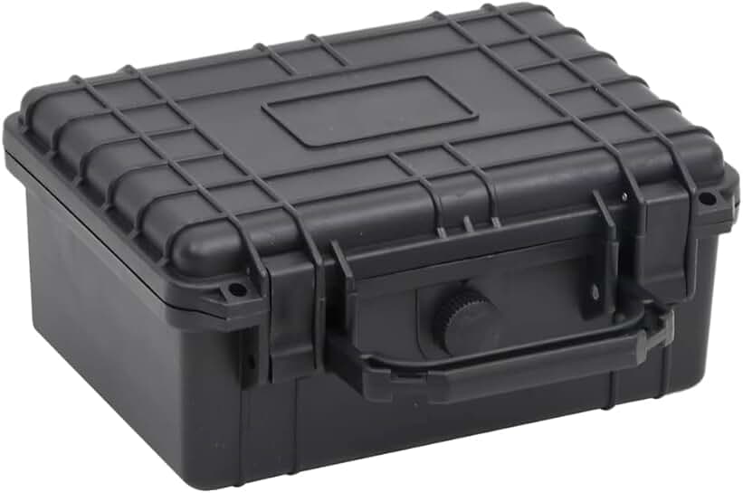 Black portable flight case for cameras and optics