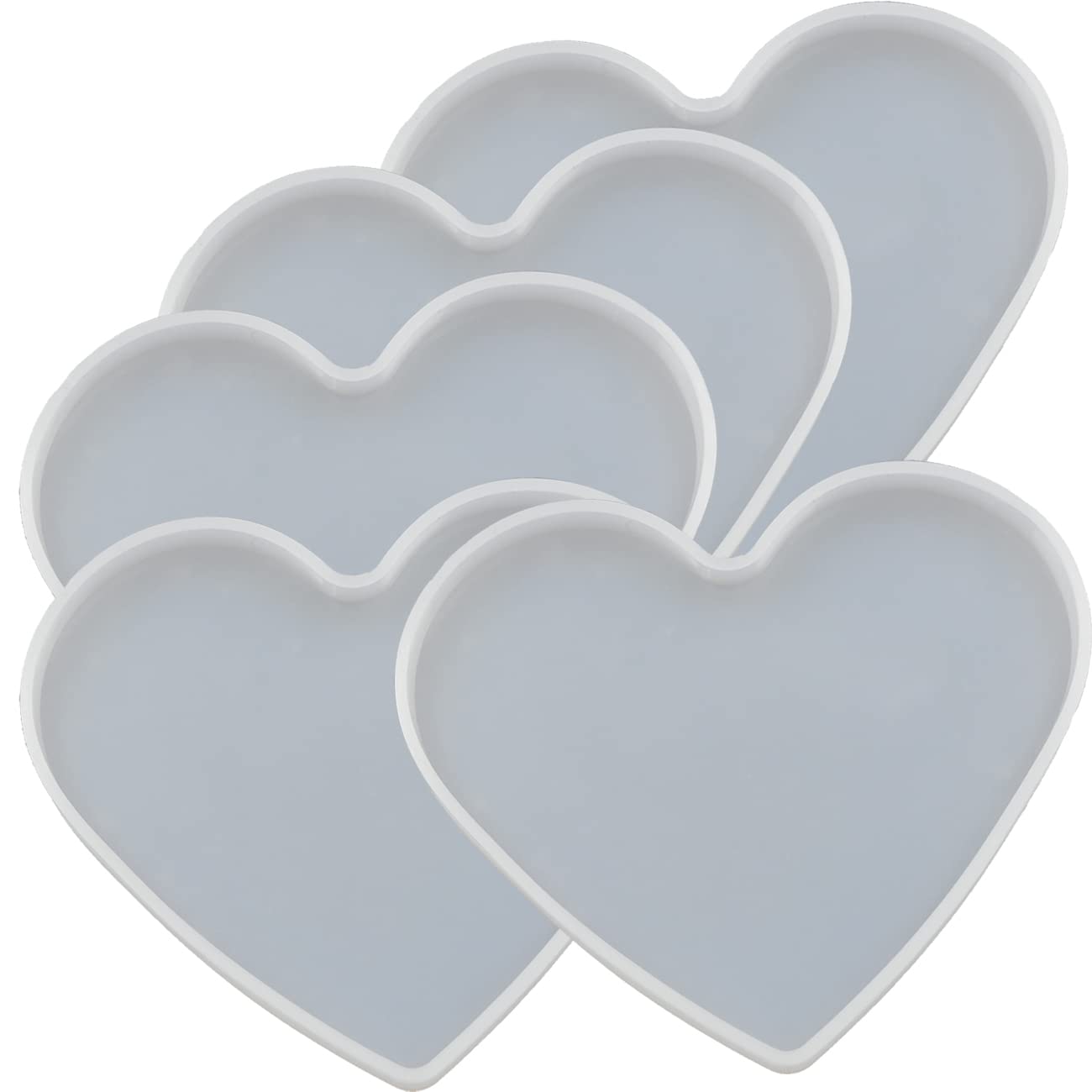 Love Heart Epoxy Mold Set 5Pcs Silicone Coasters