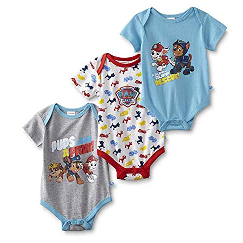 Paw Patrol Baby Boys Three-Pack Bodysuits  0-3 Months