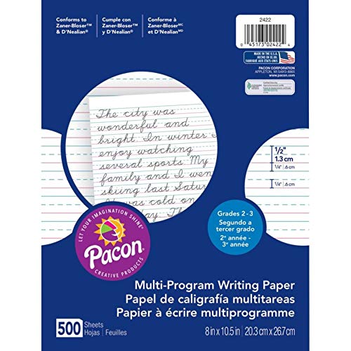 Handwriting Paper, 16 Lb, 1/2" Short Rule, 8x10.5, 500 sheets