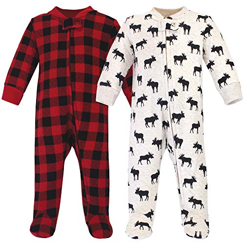 Uni   Premium Quilted Zipper Sleep and Play, Moose, 0-3 Months