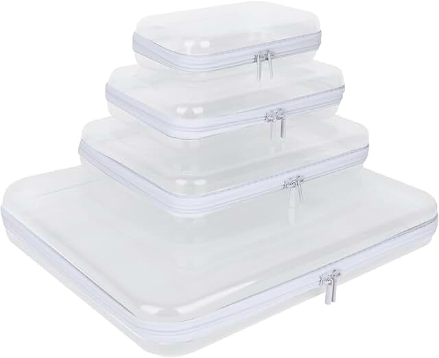 Four Clear Hard Shell Zippered Storage Cases