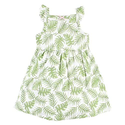 Girls Cotton Dresses, Palm Leaf, 3-6 Months