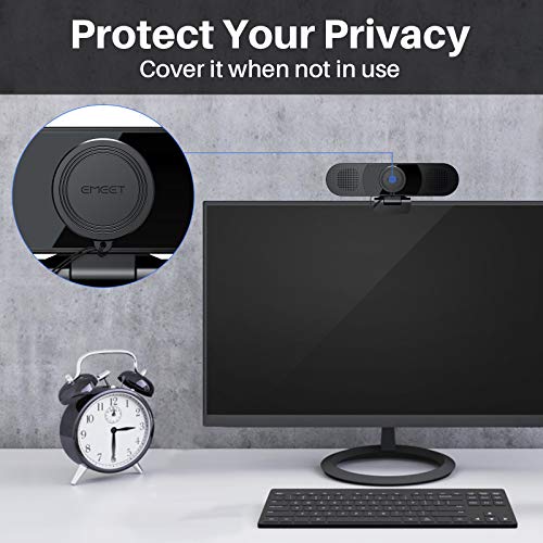 3 in 1 Webcam - 1080P Webcam with Microphone and Speakers, Noise Reduction, Auto Low Light Correction W/Cover, C980 Pro USB Camera Webcam 90 for Video Conferencing Streaming/Gaming/Class