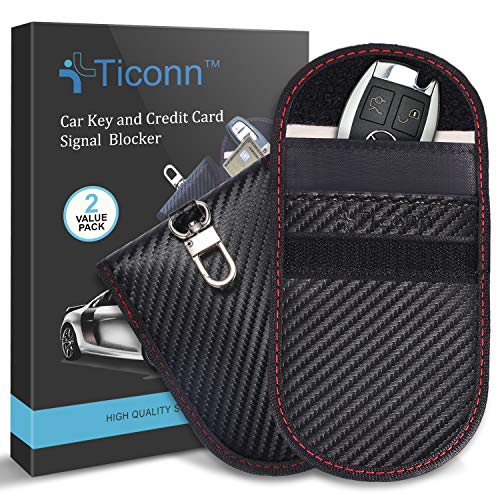 Faraday Bag for Key Fob, 2 Pack, Carbon Fiber Texture