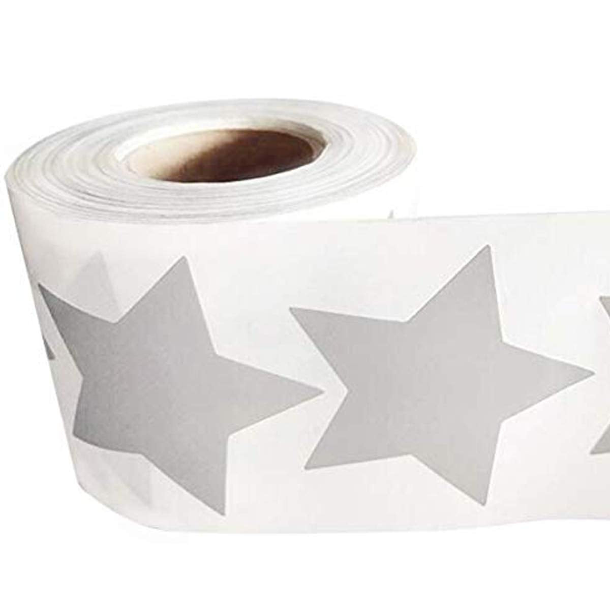 Silver Metallic Star Shape Paper Stickers, 2-inch, 500 per roll