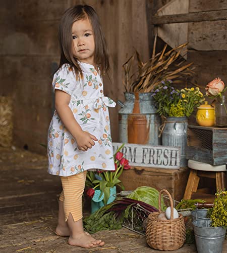 Girls' Top and Pant Set, Tunic and Leggings Bundle, 100%  Cotton, Orange Blossom, 3 Months