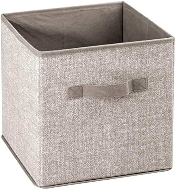 Small Fabric Collapsible Storage Bin with Handle, 8 Pack