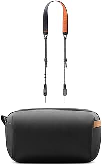 Camera strap and tech organizer with waterproof pouch