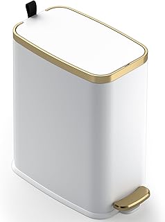 Small bathroom trash can with lid, 5L, white