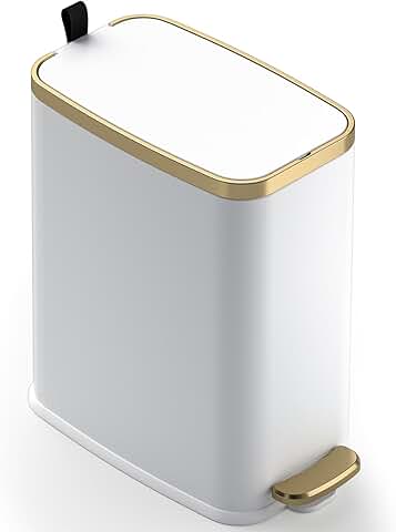 Small bathroom trash can with lid, 5L, white
