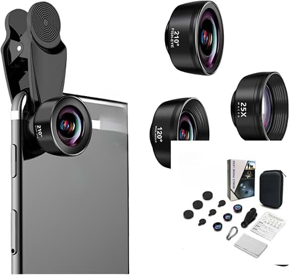 3-in-1 Phone Camera Lens Kit with Fisheye, Wide, and Macro