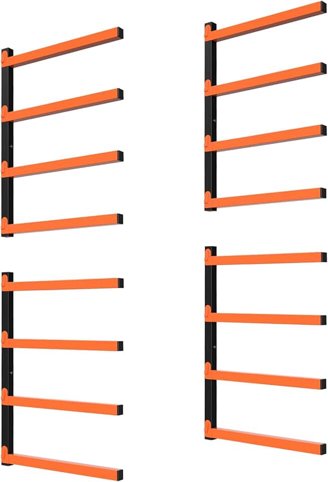 8-Level Wall-Mounted Wood Storage Rack