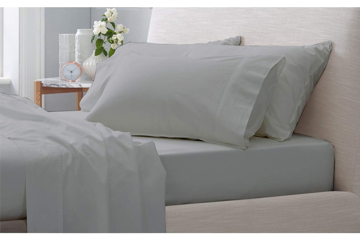 Soft Finish Long Staple 100% 800 Thread Count 76"X80" King Size Sheet Set 4-Piece 12" Inch Deep Pocket Fitted Sheet Silver Gray Solid
