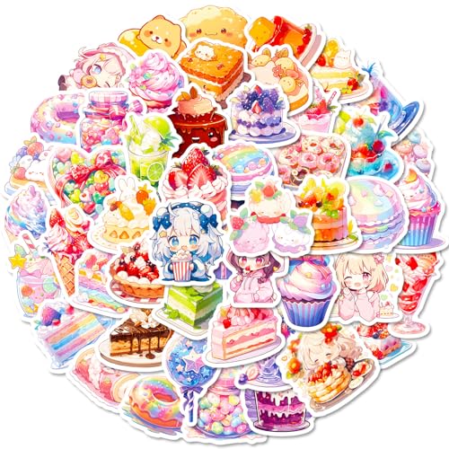 50 Cute Dessert Vinyl Stickers for Water Bottles and Laptops