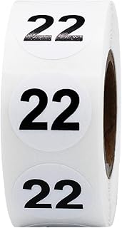 White 3/4 Inch Number 22 Circle Dot Stickers, 500 Labels