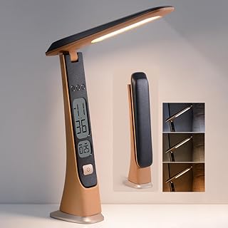 Rechargeable Foldable Cordless Desk Lamp with Brightness and Time Display