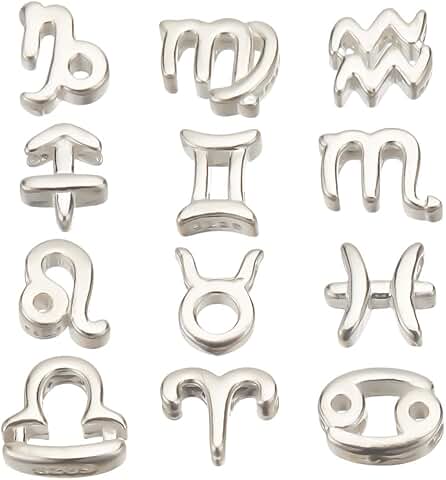 12 Sterling Silver Zodiac Constellation Beads for Jewelry Making